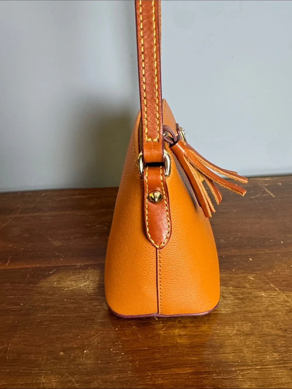 Dooney & Bourke Pebbled Leather Crossbody with Tassel Zip